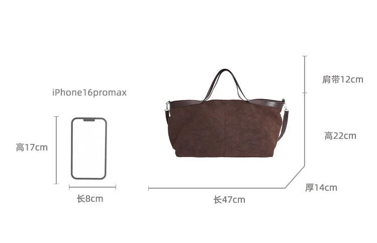 Lässige Tragetaschen mit großer Kapazität für Damen, vielseitige Handtasche aus Wildleder und PU-Leder zum Pendeln, Umhängetasche für den täglichen Gebrauch – Detail 3
