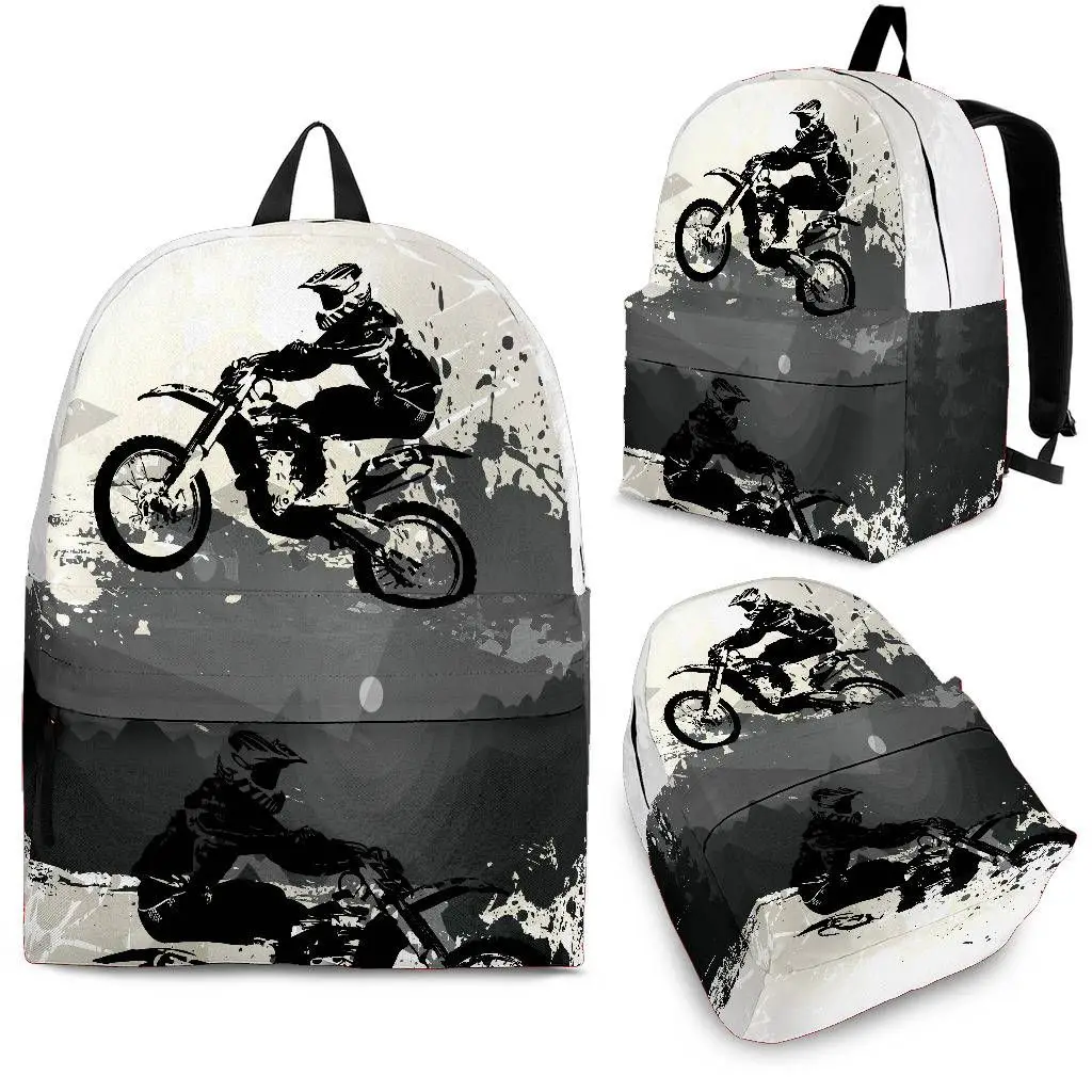 

YIKELUO Black Watercolor Knight/Cycling Lover Print Youth Casual Outdoor Backpack With Zipper Student Textbook Durable Knapsack