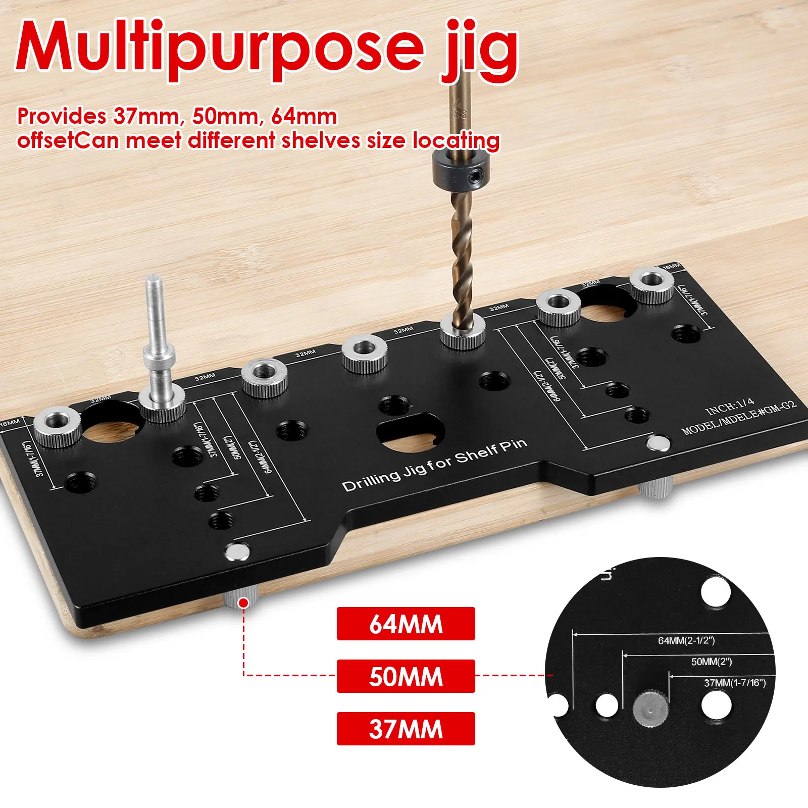 

Hole Punch Locator Drilling Template Fixture Shelf Cupboard Drilling Jig Woodwork Straight Hole Drill Clamp Cabinet Hole Opener