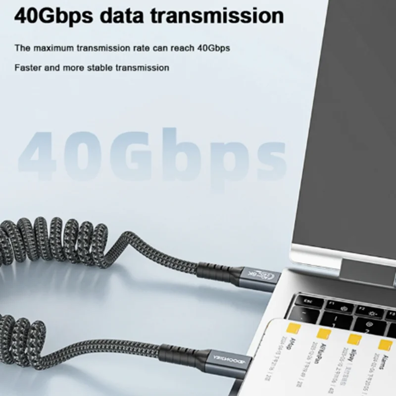 Revolutionary 90-Degree USB-C Coiled Cable - High-Speed Data Transfer & Power Delivery
