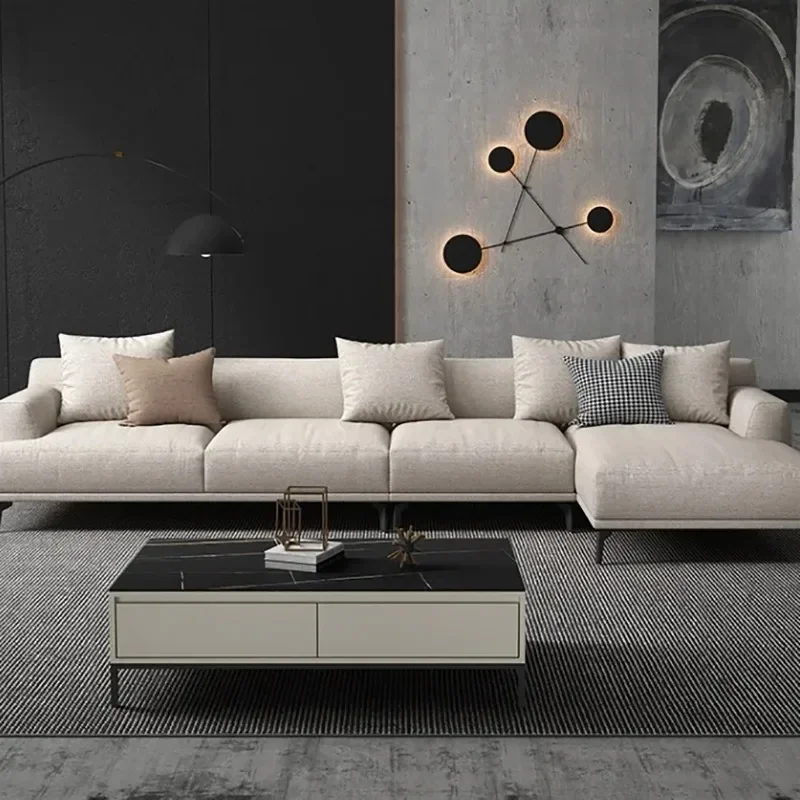 

Italian Minimalist Fabric Sofa Small Family Nordic Modern Simple Single Three Four Living Room Straight Furniture Living Room