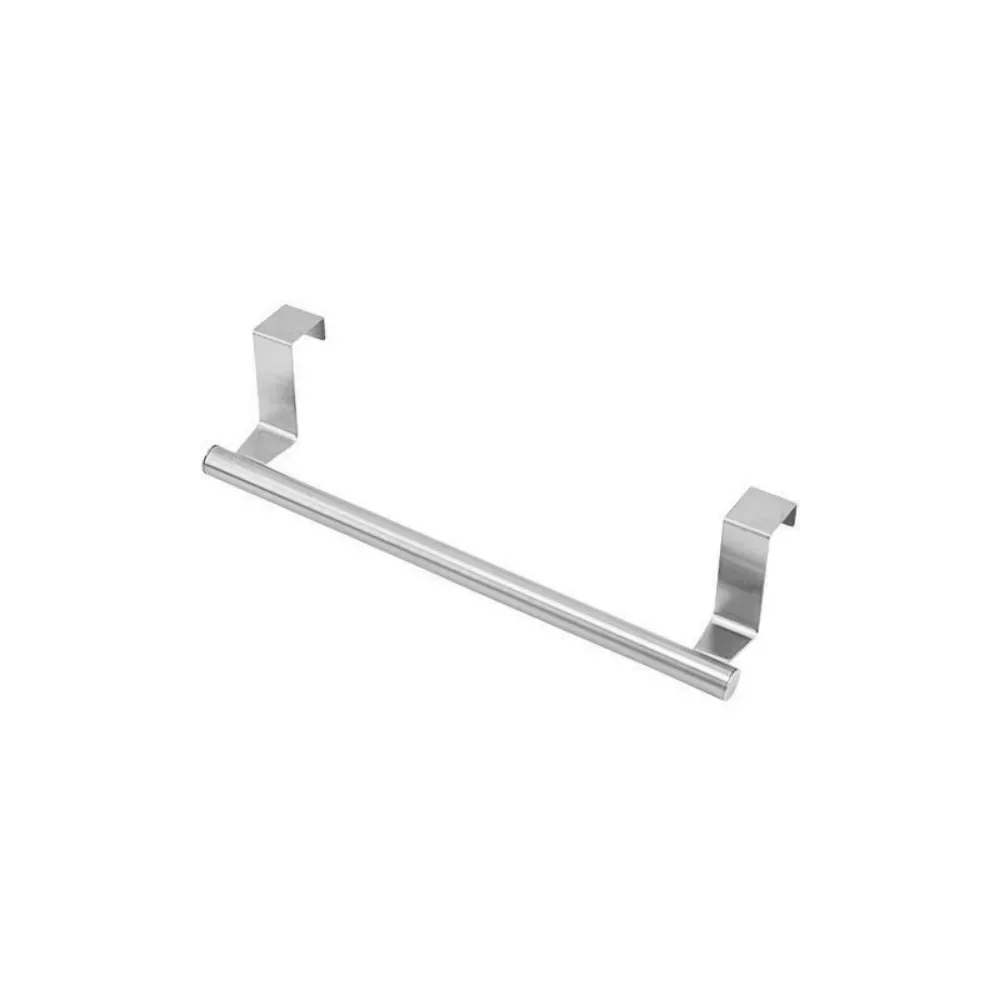 TOP Selling 1PCS Silvery Black Towel Rag Shelf Hanger Towel Rack Over Door Bar Hanging Holder Stainless Steel Bathroom Kit