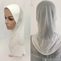 New Women Hijabs Cap Shawl Fashion Solid Color Muslim Ramadan Wrap Scarf Female Islam Prayer Hat