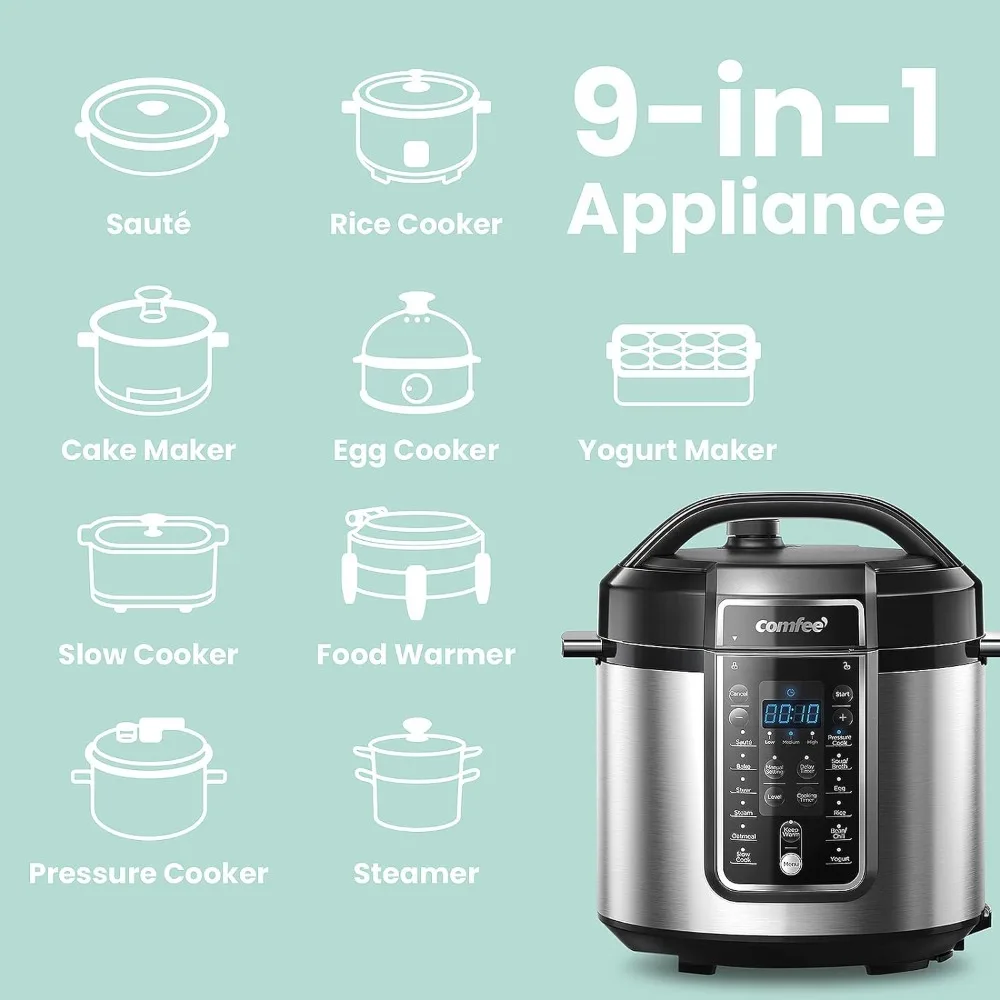 Pressure Cooker 6 Quart with 12 Presets, Multi-Functional Programmable Slow Cooker, Rice Cooker, Sauté pan, Warmer and More 2