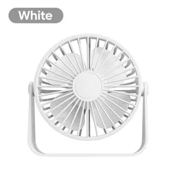 Portable USB Rechargeable Desk Fan - Quiet and Adjustable for Home, Office, Dorm, and Camping (White)