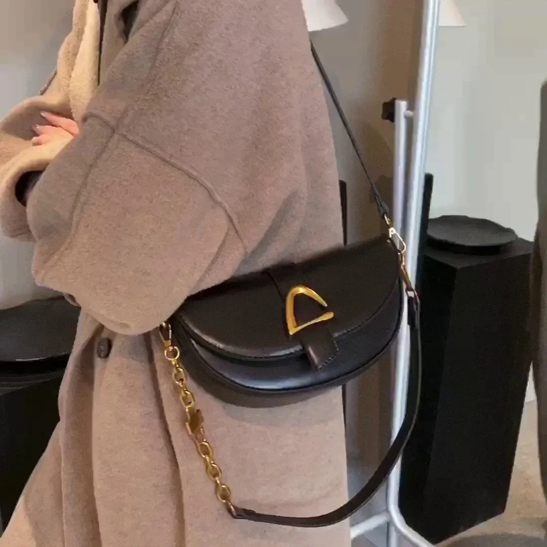 

Брендовая дизайнерская женская сумка через плечо из искусственной кожи, Сумочка через плечо в стиле ретро с цепочкой и замком, маленькая сумочка на плечо