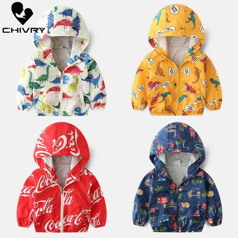 New Spring Autumn Children Coat Kids Jacket Boys Girls Outerwear Boy Fashion Cartoon Print Windbreaker Baby Clothes Clothing