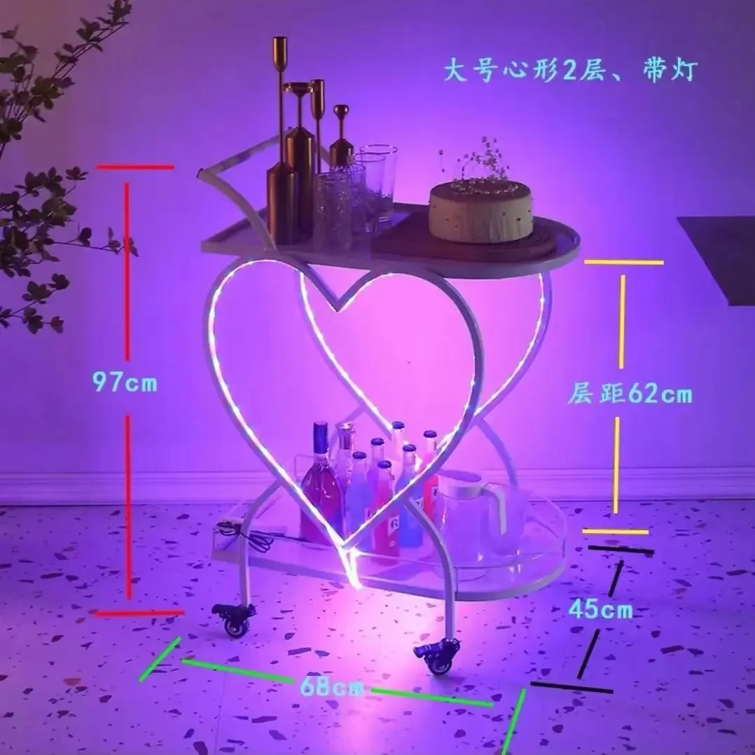 Hotel restaurant cart double-layer cake cart wine water bar illuminated small KTV with lighting light luxury club