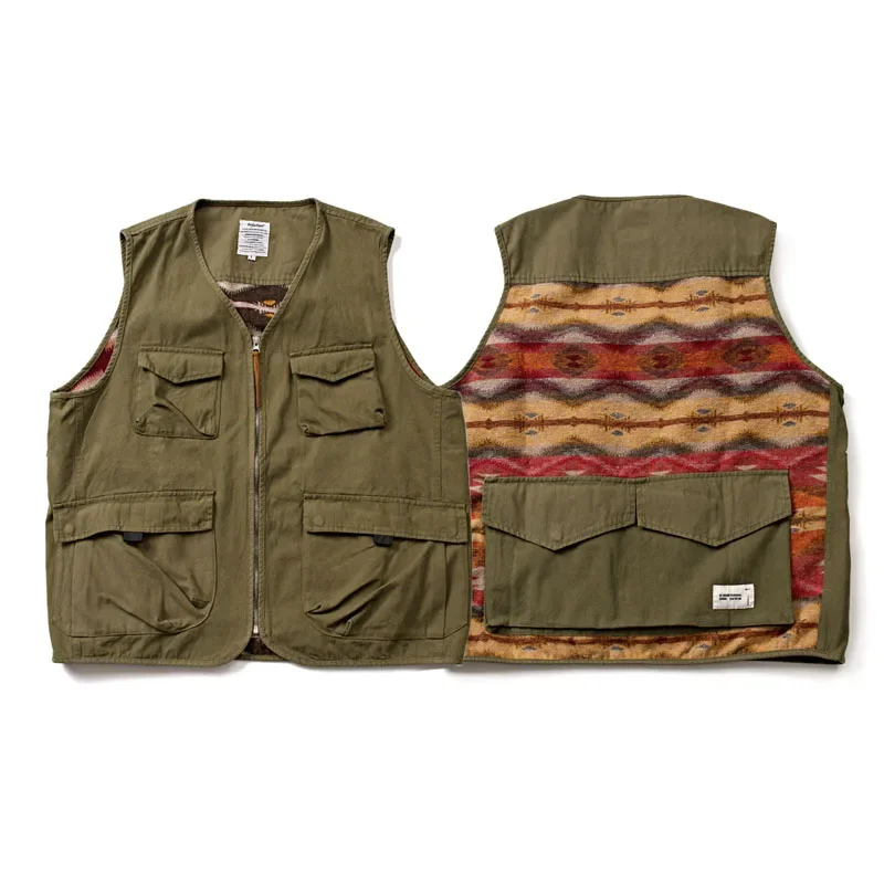 23 A/W Vintage Ethnic Style Multi Pocket Military Vest Japanese Loose Versatile Tank Top Coat for Men 23 a w vintage ethnic style multi pocket military vest japanese loose versatile tank top coat for men