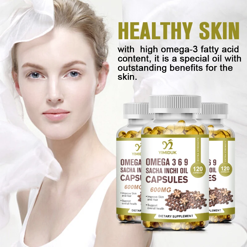 Organic Sacha Inchi Oil 1000mg Rich Source Omega 3-6-9 Essential Fatty Acids Odorless Source Ala elongates DHA EPA