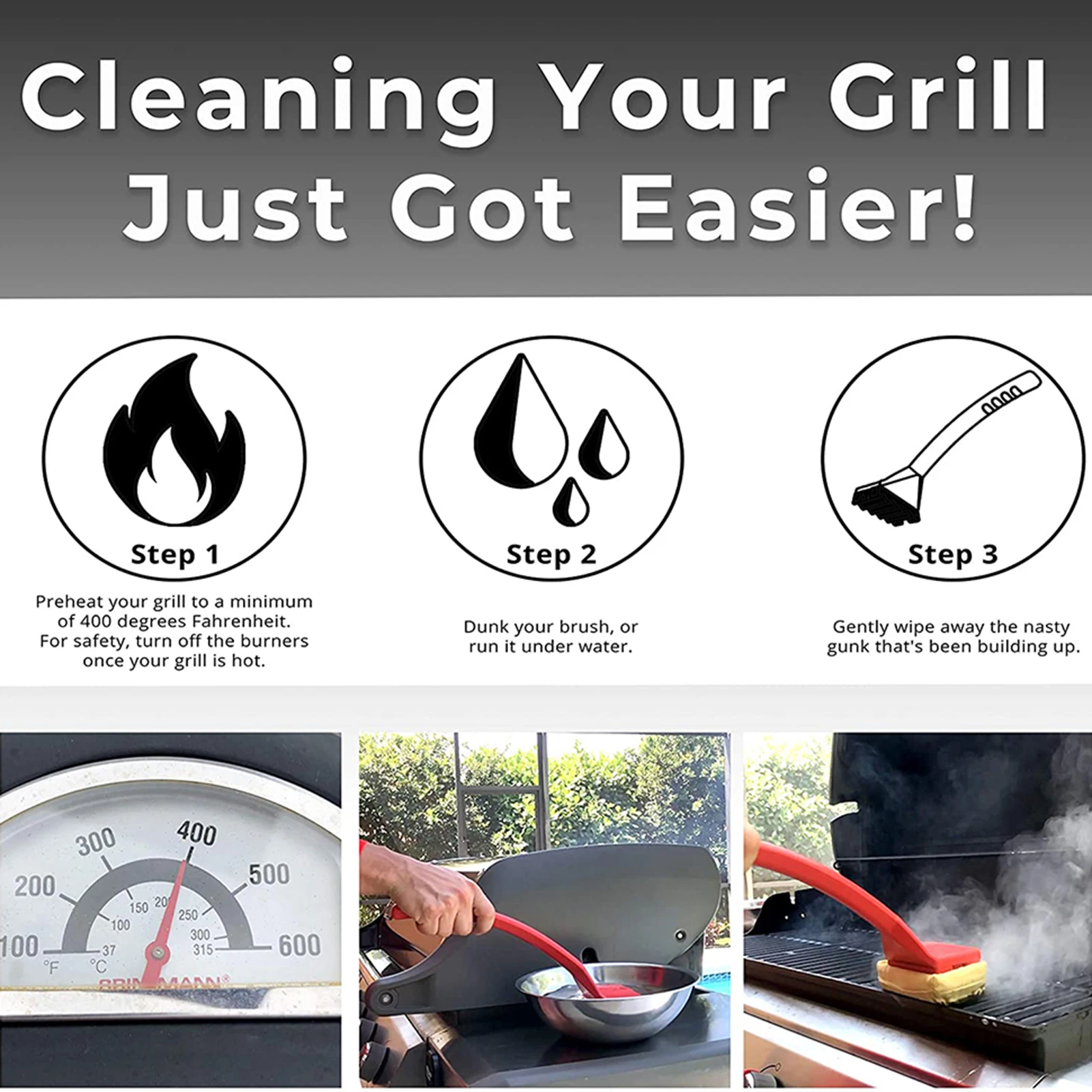 Grill Cleaner Bbq Brush Scraper Safe Restaurant Outdoor Kit Fire Retardant  Kitchen Barbecue Heat Resistant Long Handle Sponge - AliExpress