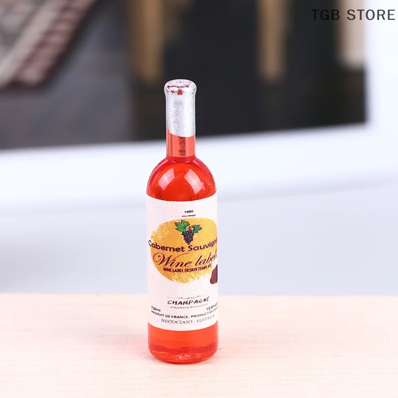 5PCS 1:12 Dollhouse Miniture Simulation Wine Bottle Kitchen Living Room Decoration Accessories
