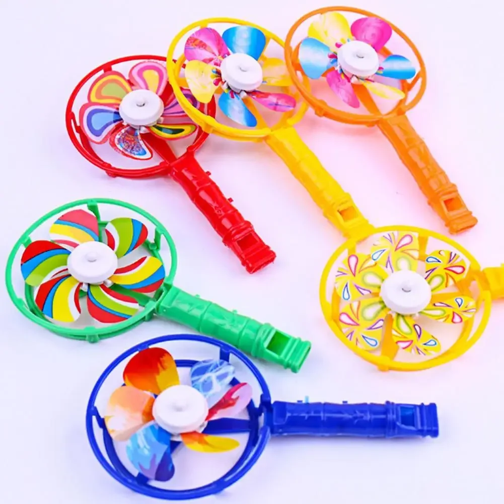 

5PCS Candy-colored Nostalgic Small Windmill Creative Windmill Whistle Handle Windmill Children's Toys Small Gifts