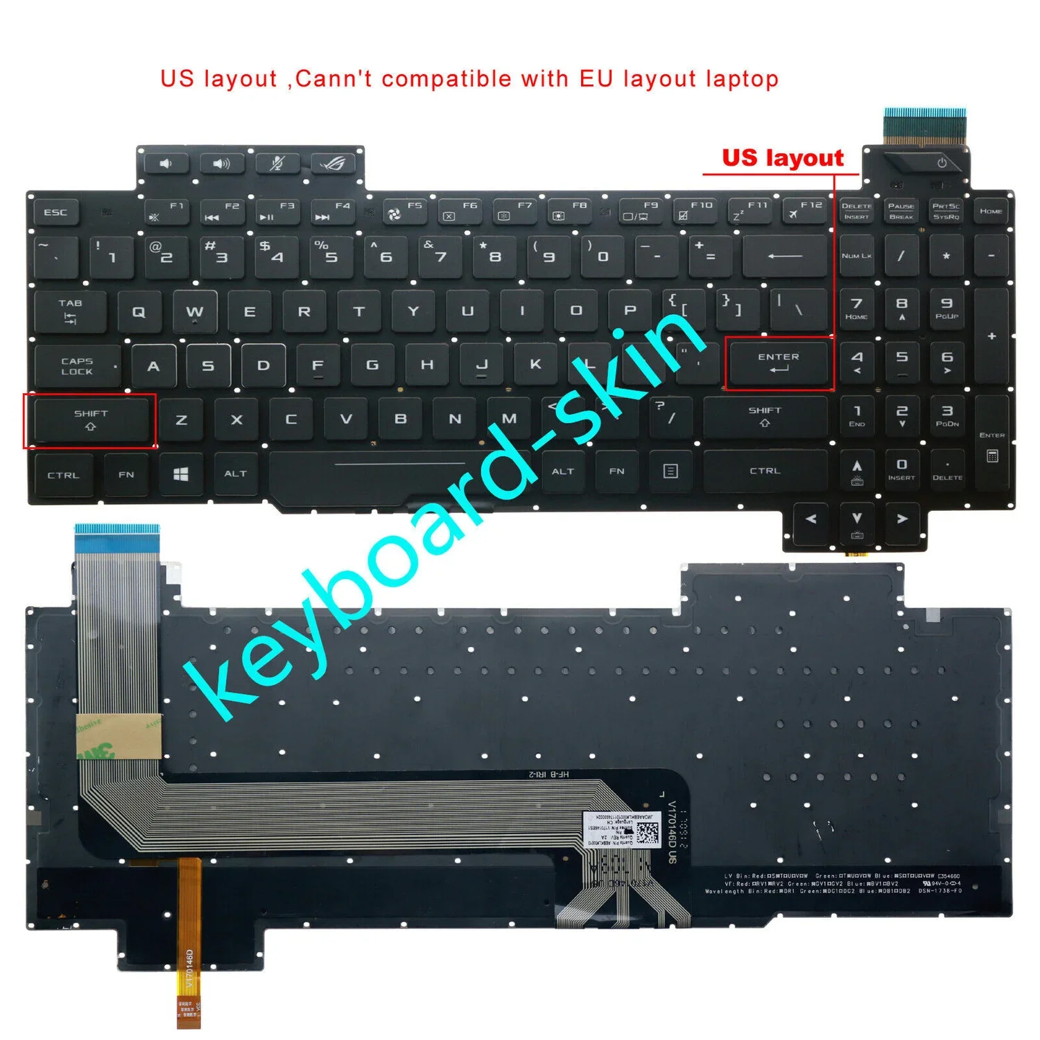 

Новая английская клавиатура с подсветкой для ноутбука Asus ROG Strix GL503 GL503V GL503VD GL503VS GL503VM