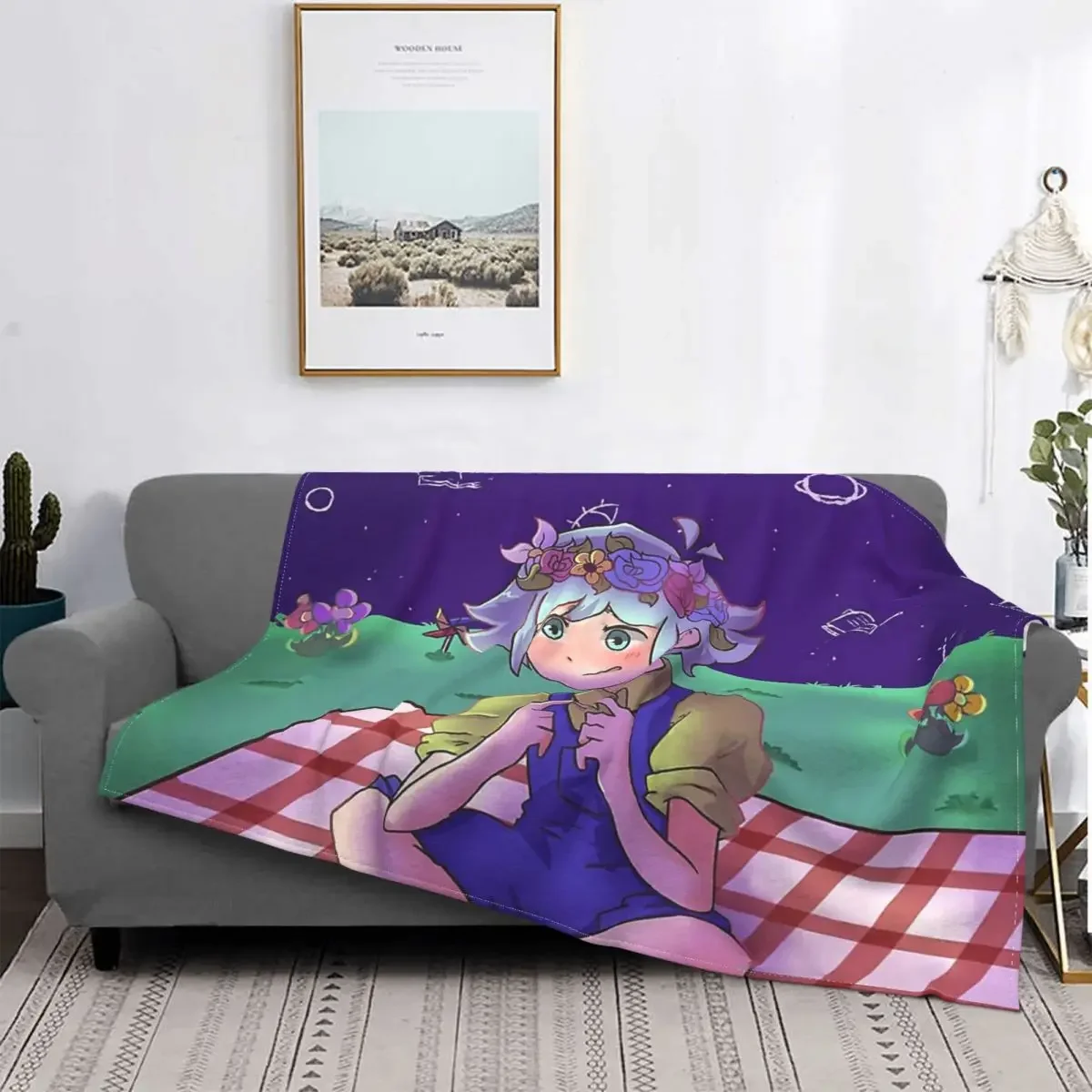 

Omori Aubrey Game Happy Basil Portable Warm Throw Blankets for Bedding Travel