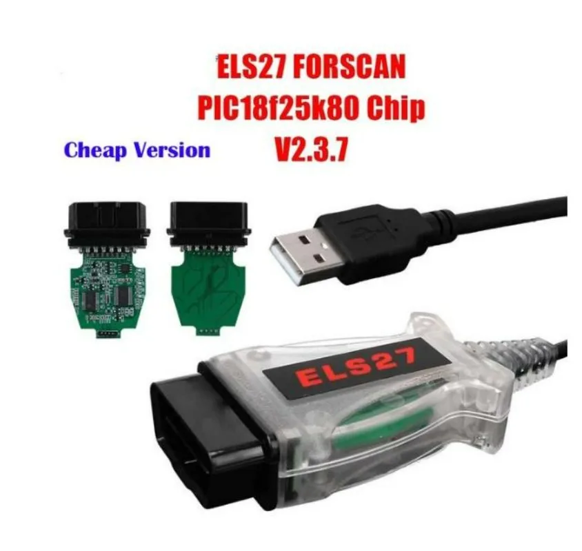 OBD2 Scanner OBD Code Reader V2.3.8 ELS27 FORScan Scanner for Ford/Mazda/Lincoln/Mercury OBD2 Diagnostic Cable Green PCB PIC24HJ128GP Els27 ELM327&J2534