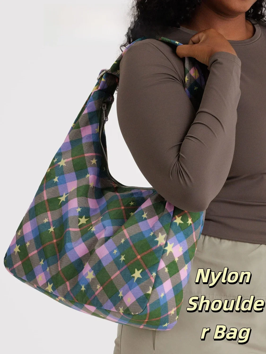 Borsa a Tracolla da Donna in Nylon di Grande Capacità, con Tracolla Regolabile, Versatile Borsa Hobo per Uso Quotidiano