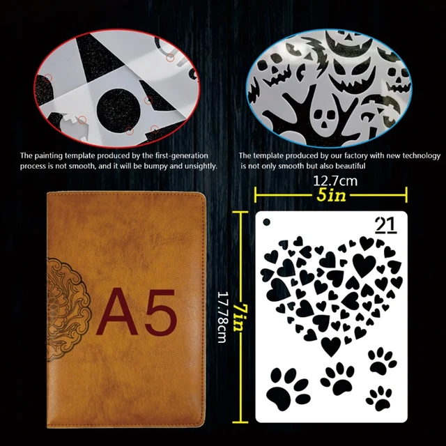 24Pcs A5 Journal Stencils 5''x7'' 5