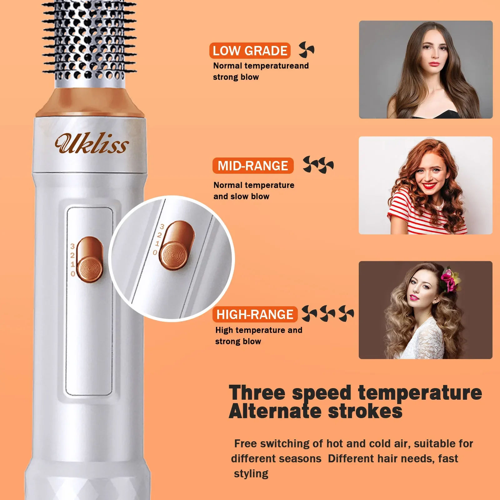 Description Picture 4 of item6in 1 Hair Dryer Hot Air Comb Set Professional Curling Brush Hair Styler Hair Dryer Brush Hair Straightener Styling Tool