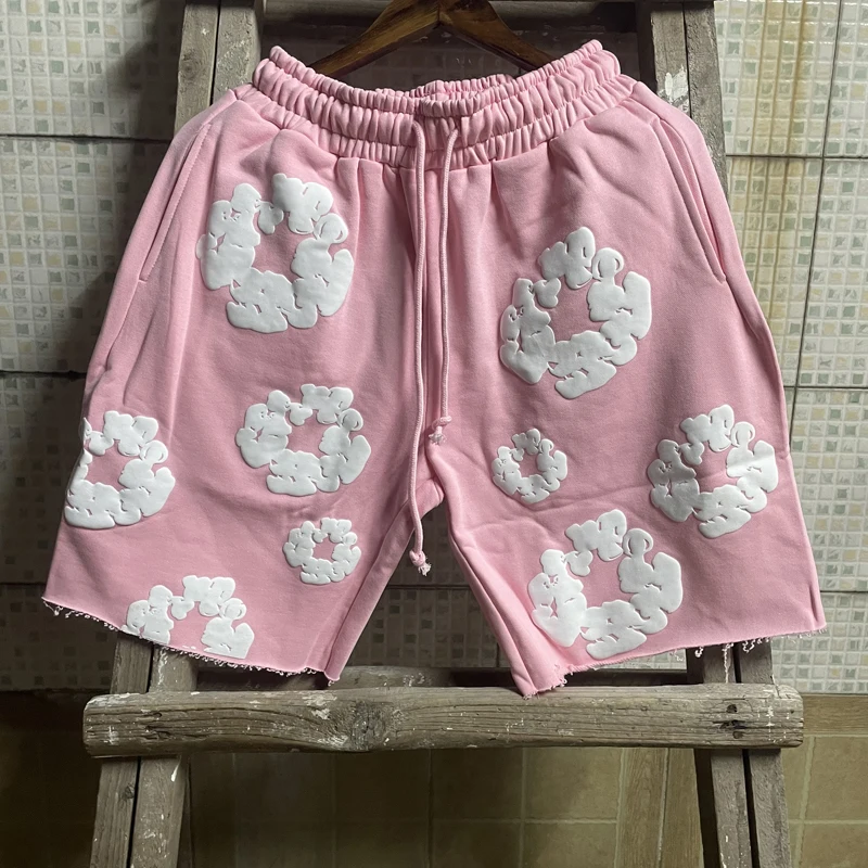 

Джинсовый комплект в американском стиле с принтом слез, футболка из пенопласта, баскетбольные шорты с коротким рукавом, мужские и женские уличные комплекты одежды