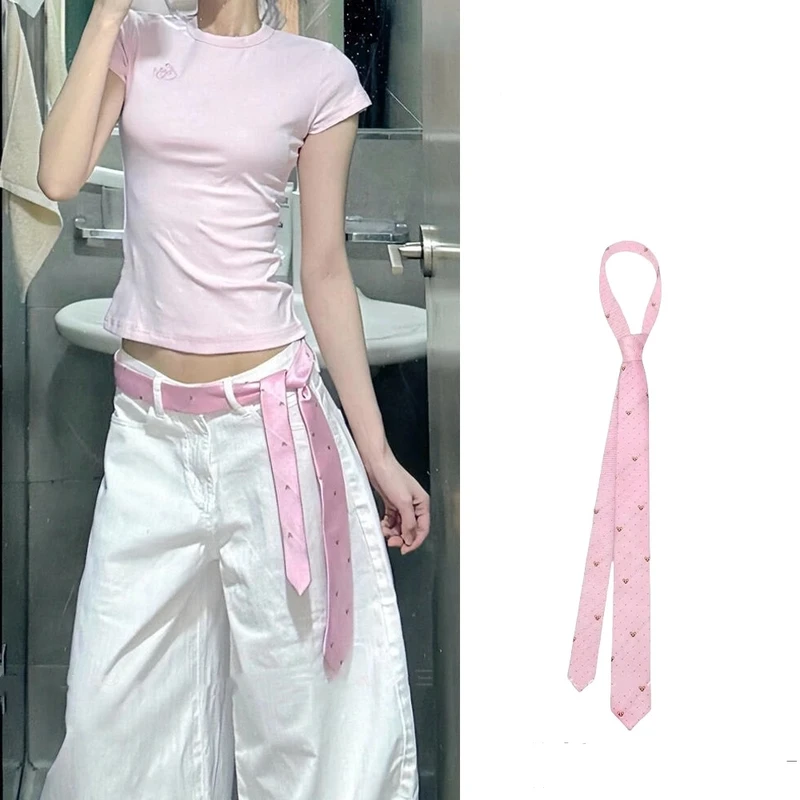 Long Skinny Plaid Waist Belt With Jeans Necktie Scarf