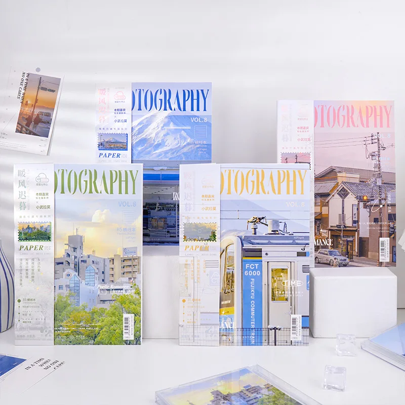 

4pcs / Set B5 Simple Notebook Wireless Adhesive Notepad Photographic Cover Handbook Student Stationery Office Study Supplies