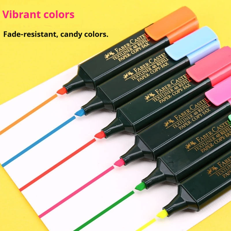 FABER CASTELL 형광 캔디 컬러 형광펜 텍스트라이너 마커 펜 마킹 문구 학교 용품 6종 세트