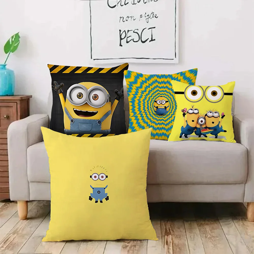 Anime Minions Kawaii Pillow Covers Cartoon Sofa Decorative Home Double-sided Printing Short Plush Cute Cushion Cover 2