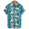 Skull Print Hawaiian Shirt Men Summer Short Sleeve Loose Beach Breathable Hip Hop Harajuku Top Oversize 5XL 2