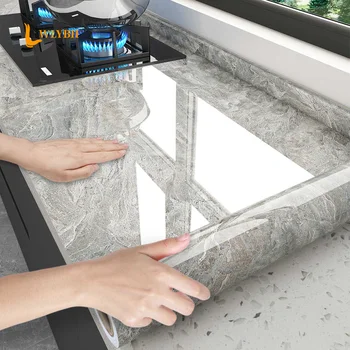 10M Marble Kitchen Oil-Proof Film Waterproof Self-adhesive Wall Tile Sticker Moisture-Proof Countertop Cabinet Cover Wallpaper 1