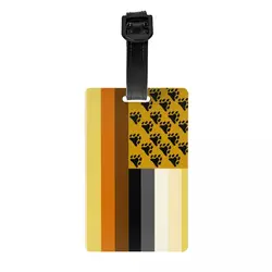 Custom GLBT American Bear Flag Luggage Tag With Name Card Gay Pride Paw Privacy Cover ID Label for Travel Bag Suitcase