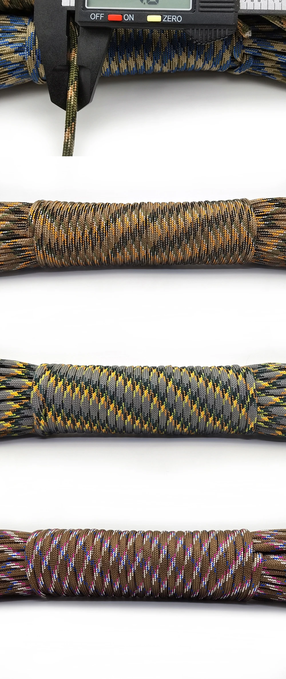 5 Meter/10 Meter/31 Meter Durchmesser 4mm 7-Strang-Kern Paracord für Überlebensausrüstung Fallschirmschnur Schlüsselband Camping-Seil Wandern Wäscheleine – Detail 2