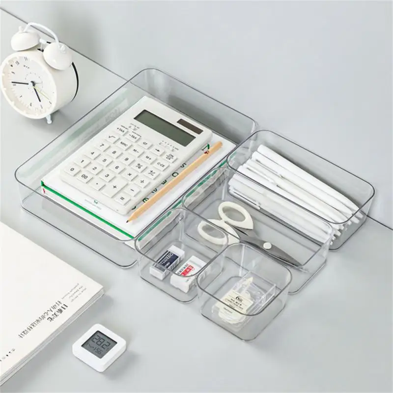 

Drawer Partition Storage Box Office Desk Cabinet Built-In Stationery Pen Rectangular Plastic Desk Sorting Small Storage Box