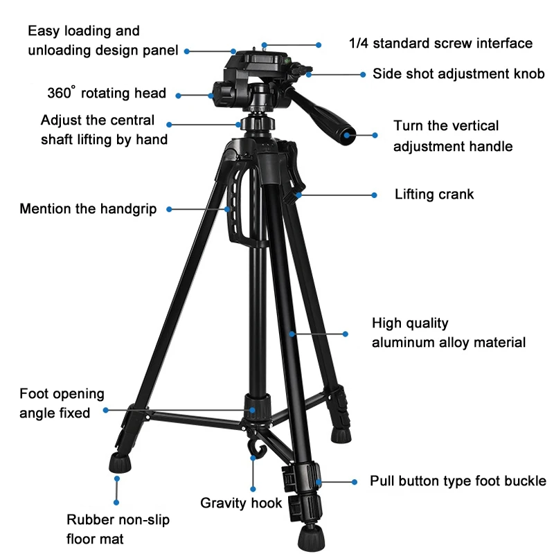Phone Camera Binoculars Tripod Stand 55inch Universal Photography For Telescope Fishing Lights Beauty lamp SLR camera holder,rifle tripod stand