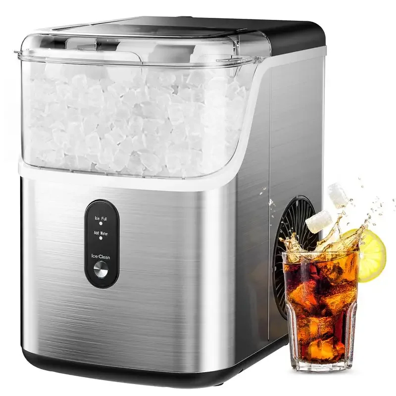 EUHOMY Nugget Ice Makers Countertop, Pebble Ice Maker Machine with 35lbs/24H Soft Ice, Self-Cleaning Sonic Maker
