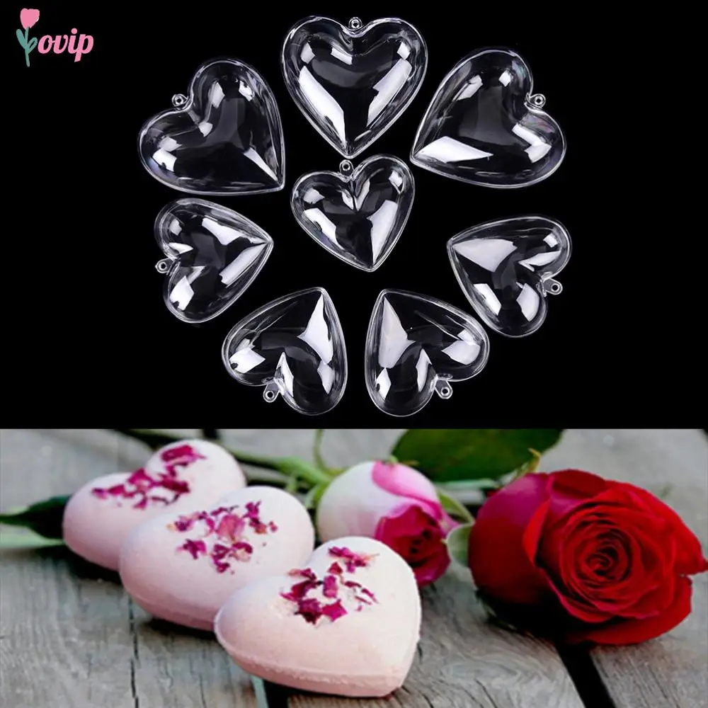 

2Pcs DIY Clear 65/80mm Heart Shape Plastic Bath Bomb Mould Acrylic Mold Hot sale