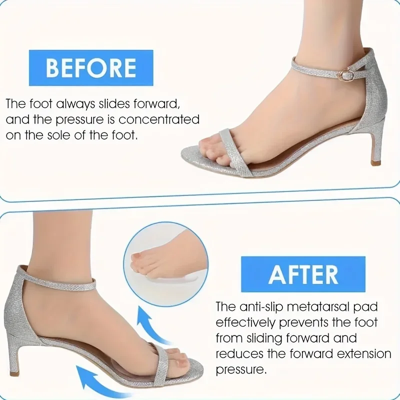 Front Foot Cushioning Gel Pad - Reusable Front Foot Pad for High Heels To Relieve Foot Pressure, and Anti-skid Shock Pad