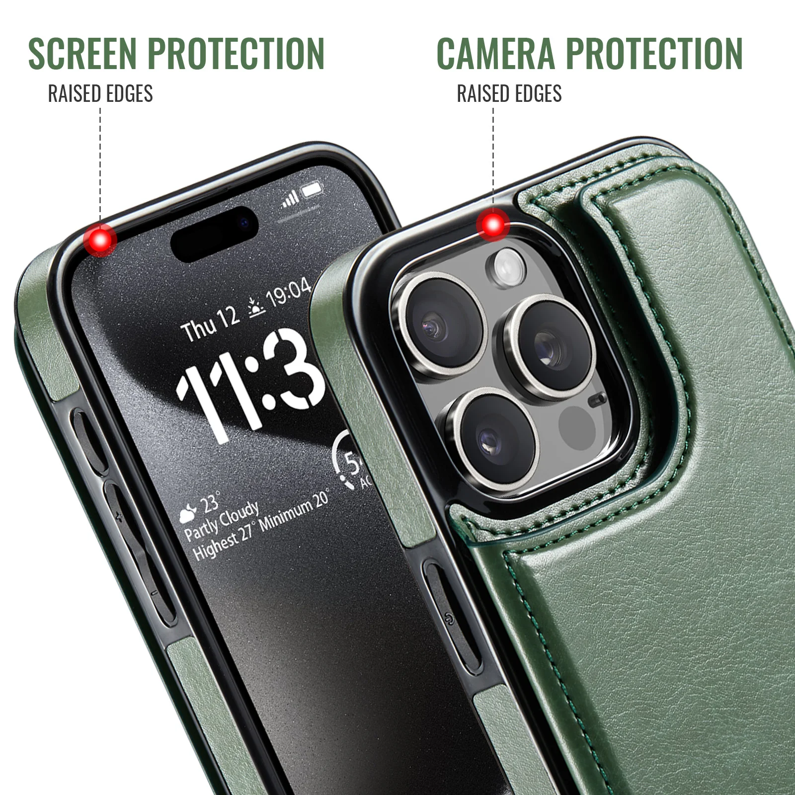 Premium PU Leather Wallet Case with Card Holder & Kickstand, Double Magnetic Clasp