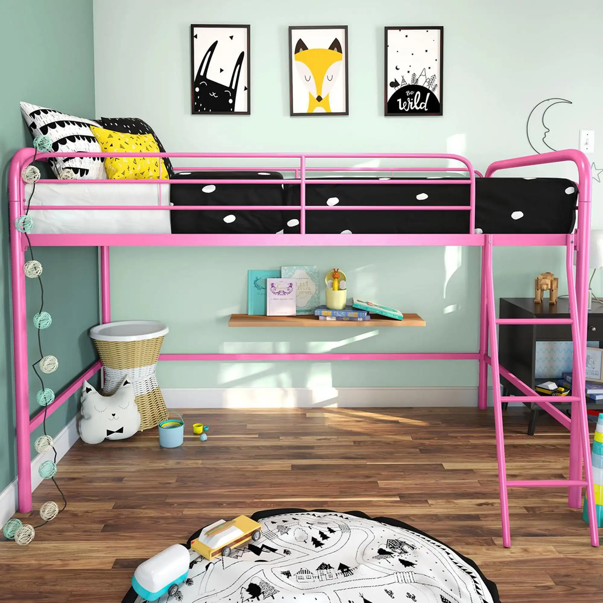 

Jett Junior Twin Metal Loft Bed, Pink