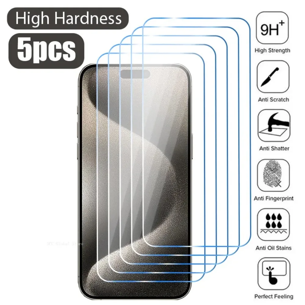 

Защитное стекло для Iphone, 5 шт., Защита экрана для Iphone 15 Pro Max 13 11 Pro Max Xs Xr 12 Mini 14 Pro Max 7 8 15 Plus