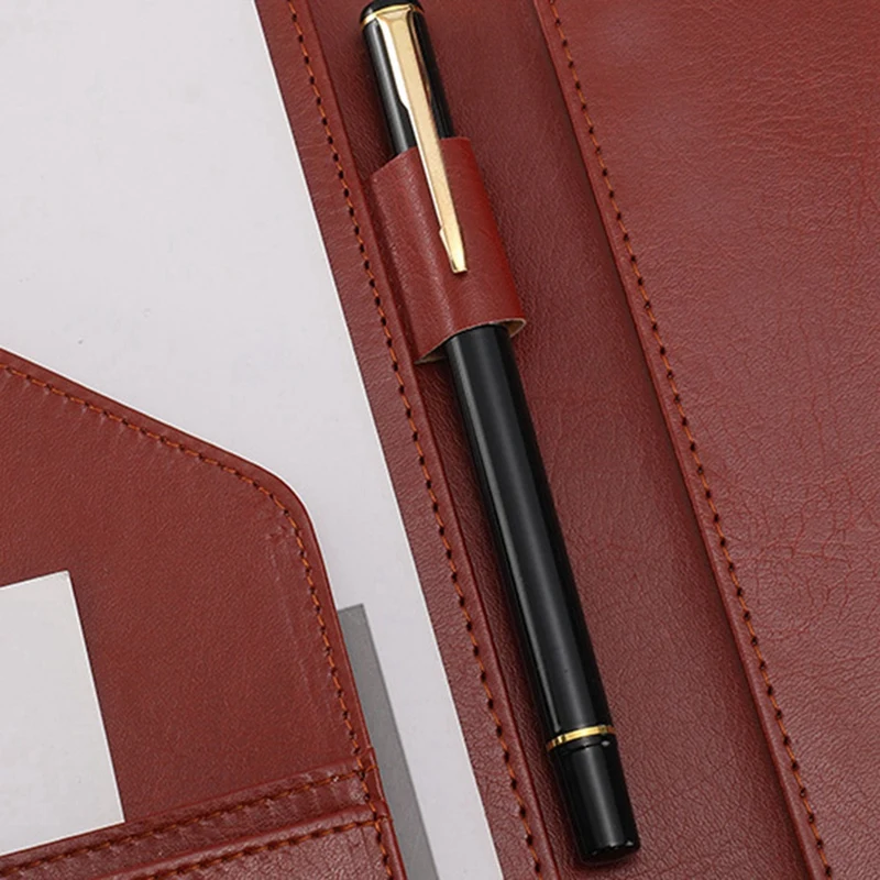 A4 PU Padfolio 파일 폴더, 포트폴리오 비즈니스 문서 거치대, 금속 클립보드 패드, 문서 정리함 거치대