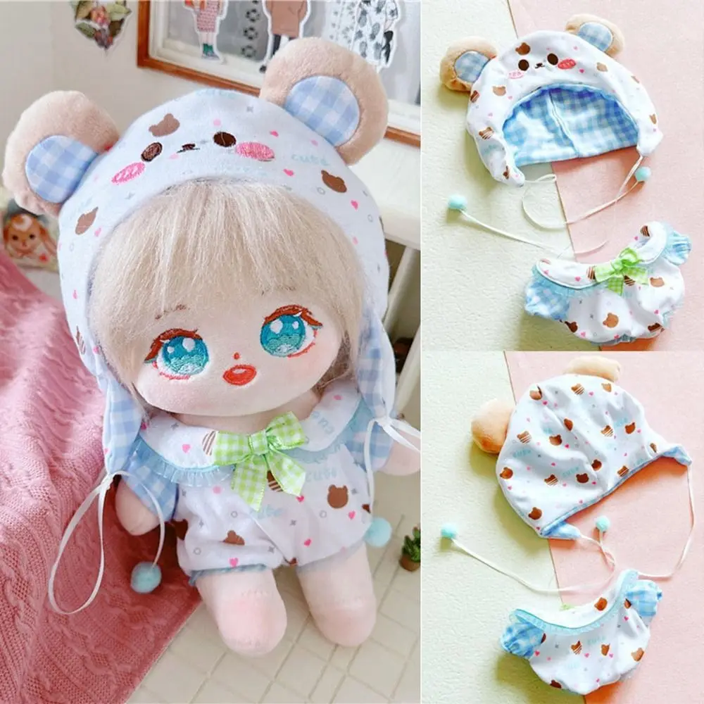 

Decoration Doll Camisoles DIY Cute Cartoon Bear Hat Doll Pajamas Cotton Jumpsuit for 1/12 BJD Doll 20cm Cotton Doll