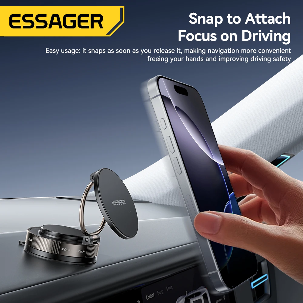Essager Magnetic Suction Cup Phone Holder 360° Rotatable for iPhone 16 15 14 13 Pro Max Adjustable Mobile Foldable Magnet Stand