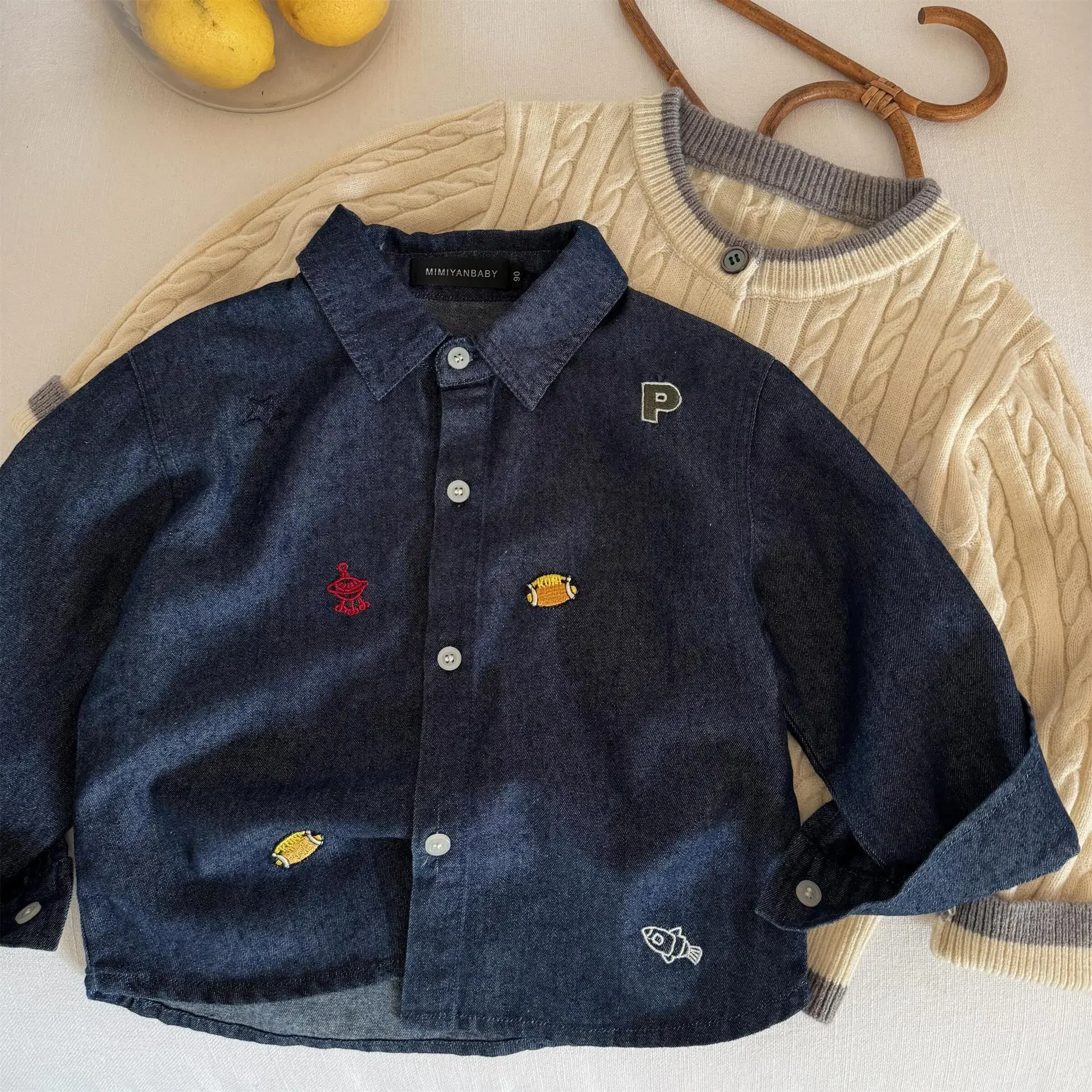 Baby Girls Boys Jean Blouses Kids Blue Shirts Spring Autumn Tops 1 To 6Yrs Children's Korean Style Clothing