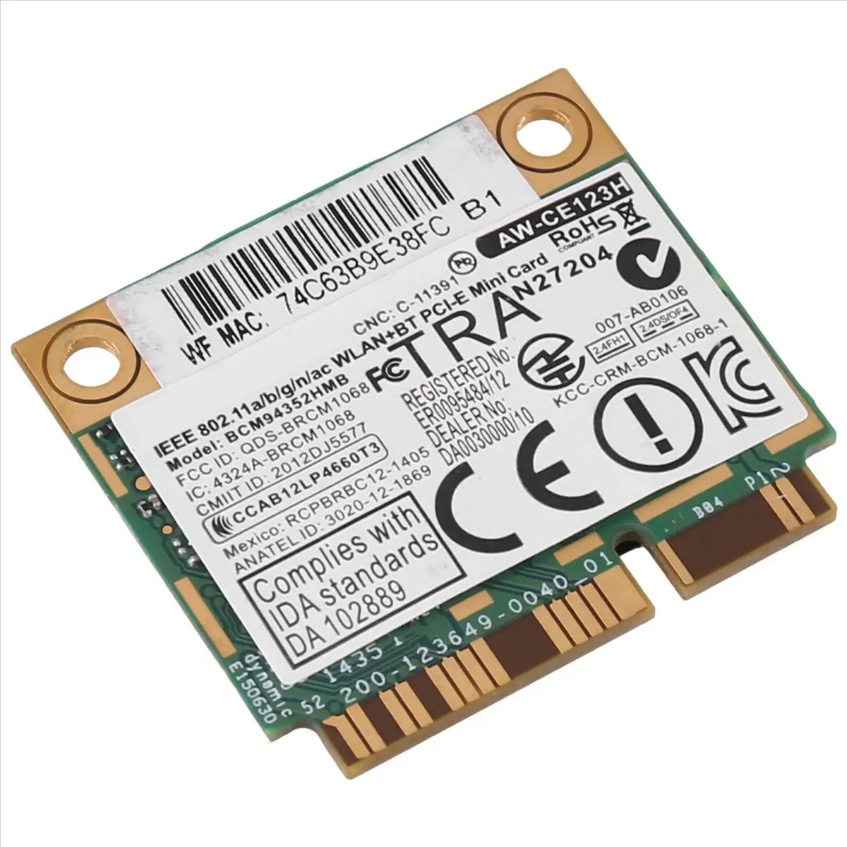 AzureWave BCM94352HMB WIFI 카드 미니 PCIe 802.11AC 867Mhz 무선 WIFI WLAN 블루투스 카드용으로 적합합니다.