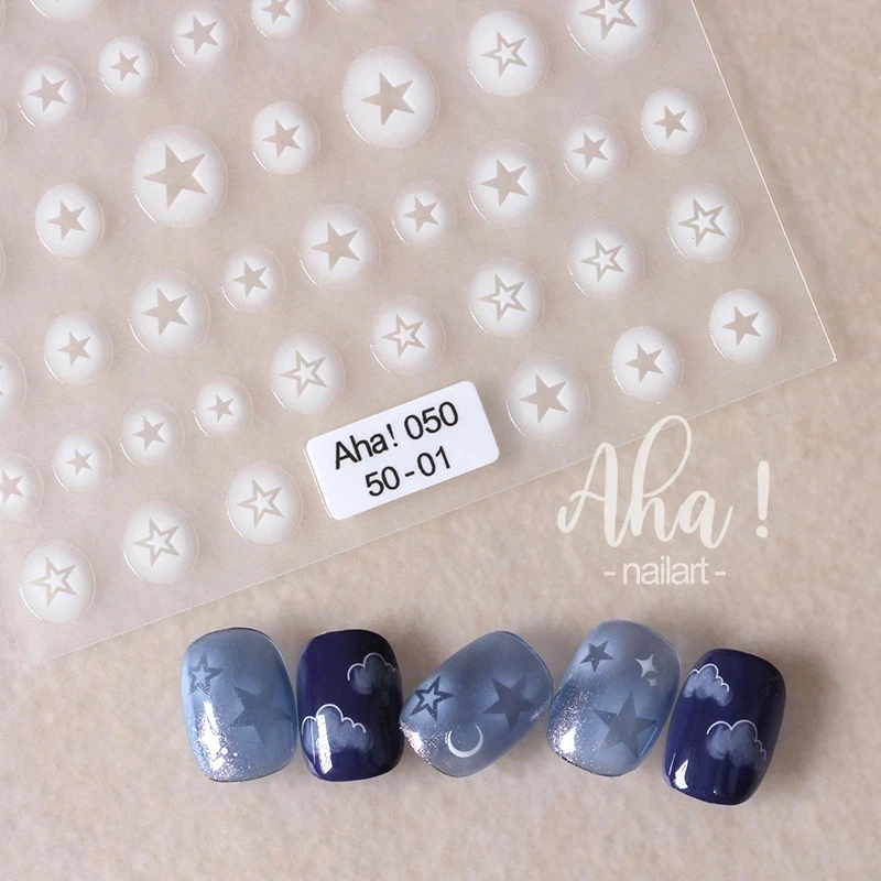 White Bloom Translucent Hollow Butterfly Heart Nail Sticker Press on Nails Decals Hollow Heart Star Moon Shape Sticker Sliders