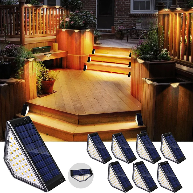 Solar Deck Lights Fence Lights Outdoor Step Lights Waterproof Solar Lights for Railing Stairs Step Fence Yard Patio and Pathway