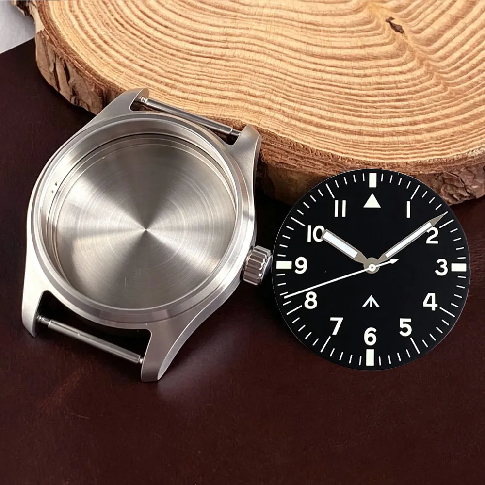 Pilot Titanium/Stainless Steel Watch Case - 39mm, 20ATM Waterproof with Sapphire Glass & Luminous Dial Hands