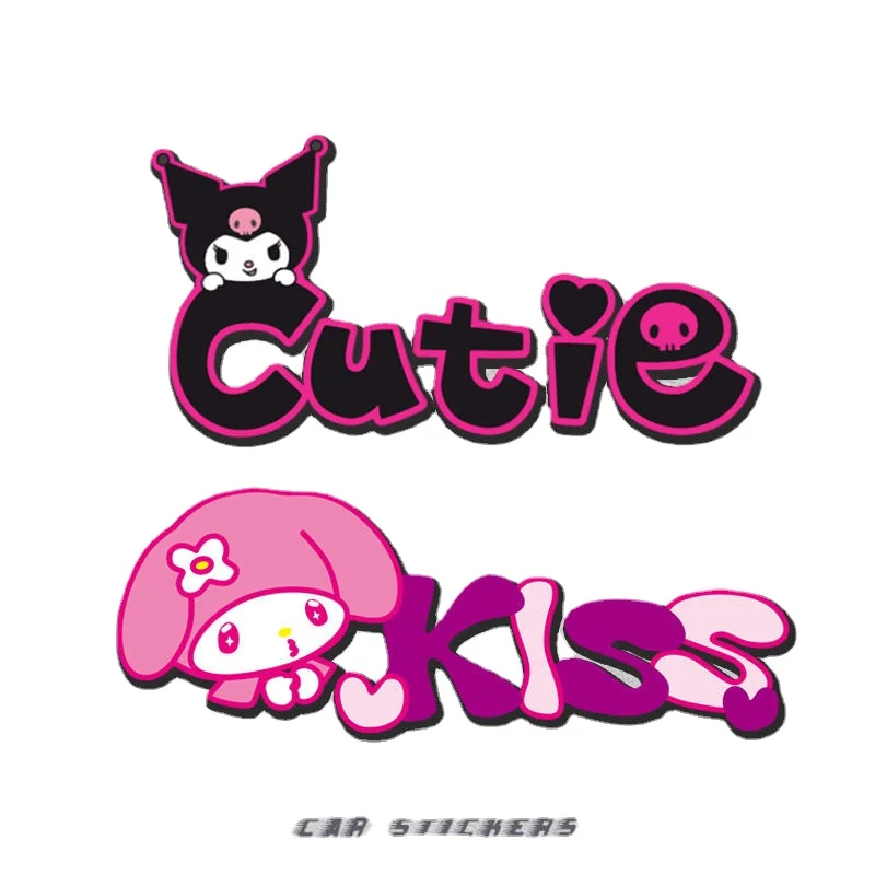 

Kawaii Car Scratch Cover Bumper Stickers Sanrio Clow M Melody Cartoon Cute Stickers Electric Motorcycle Helmet Decoration