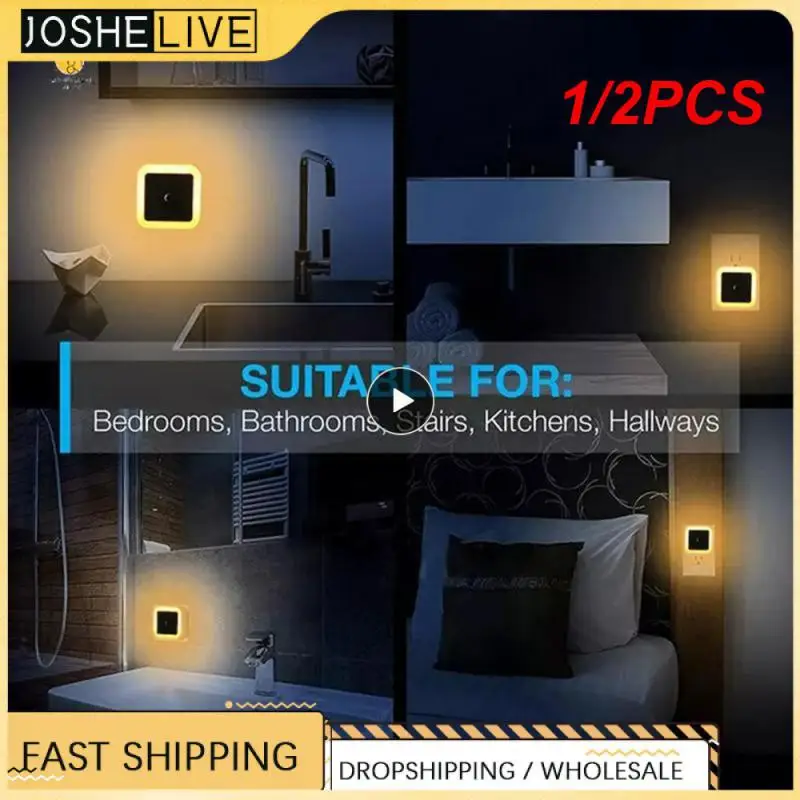 

1/2PCS PwwQmm Sensor Night Light Saving LED Sensor Smart Dusk to Dawn Sensor Lamps Nightlight for Bedrooms Toilets Stairs